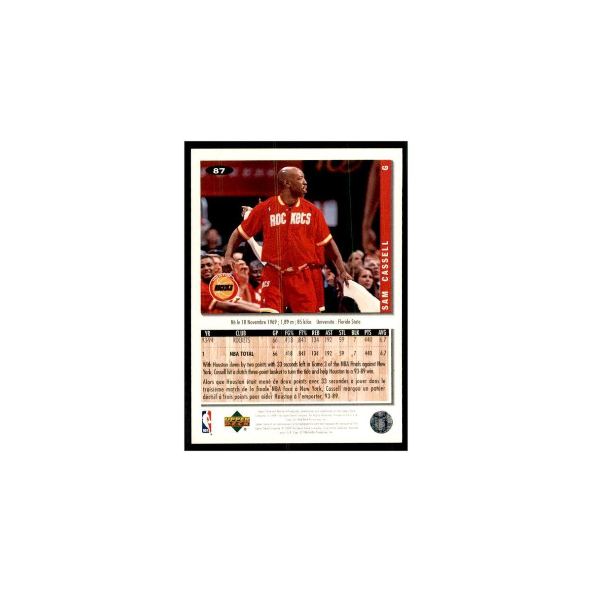 1994 Upper Deck Collector's Choice Sam Cassell Rockets #87