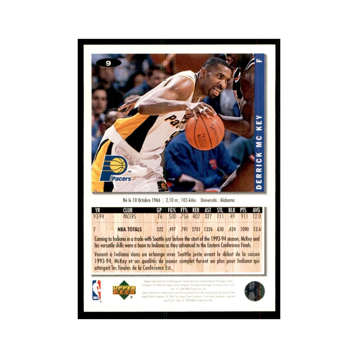 1994 Upper Deck Collector's Choice Derrick McKey Pacers #9