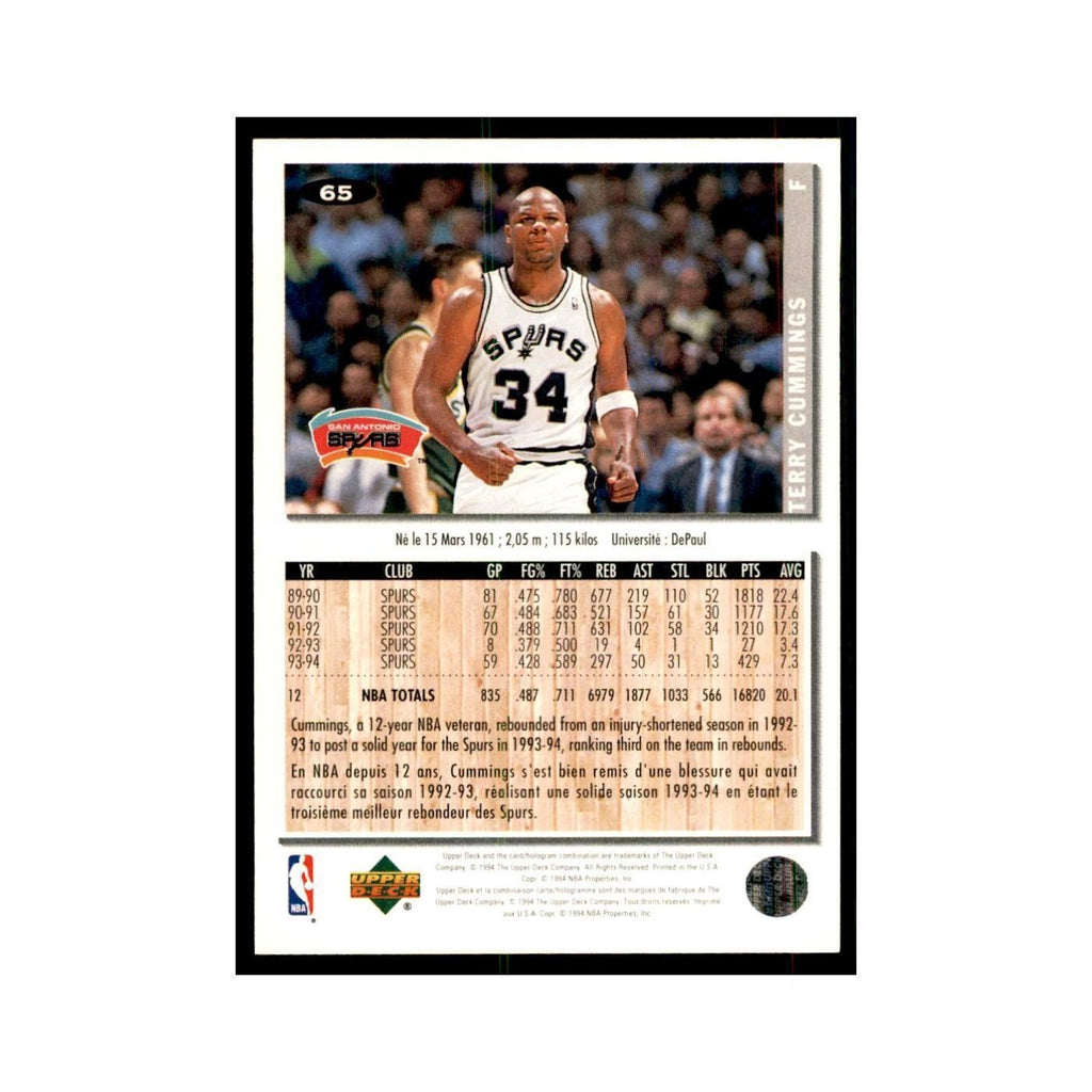 1994 Upper Deck Collector's Choice Terry Cummings Spurs #65