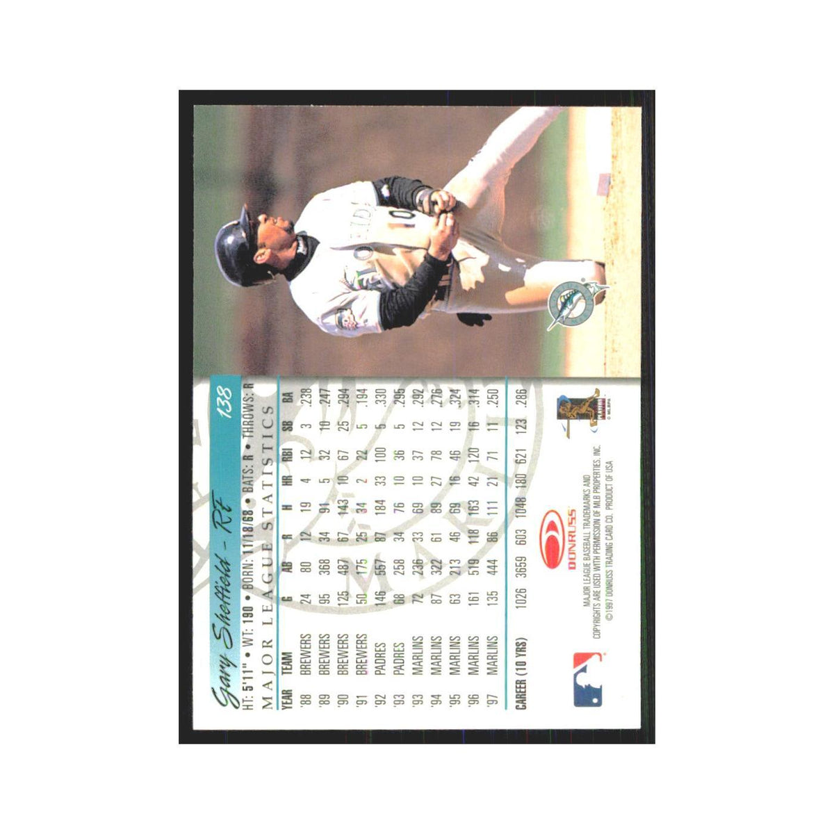 1997 Donruss Gary Sheffield Florida Marlins #138