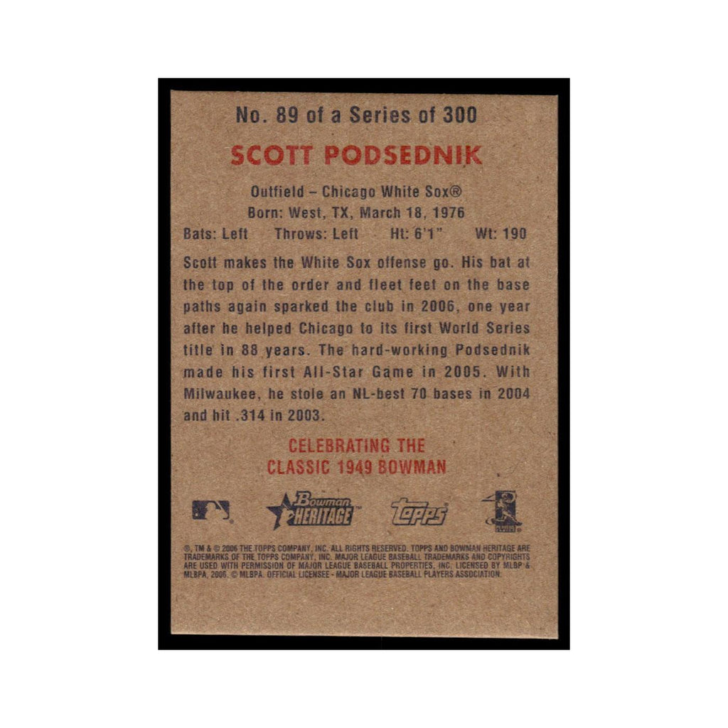 Scott Podsednik 2006 Bowman Heritage Foil #89 Chicago White Sox Baseball Card NM