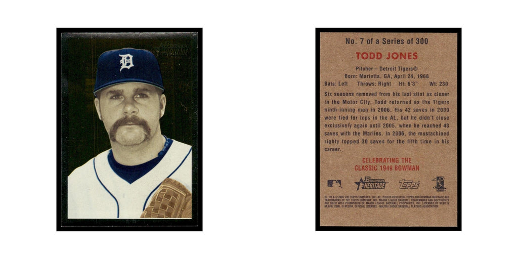 Todd Jones 2006 Bowman Heritage Foil #7 Detroit Tigers Baseball Card NM