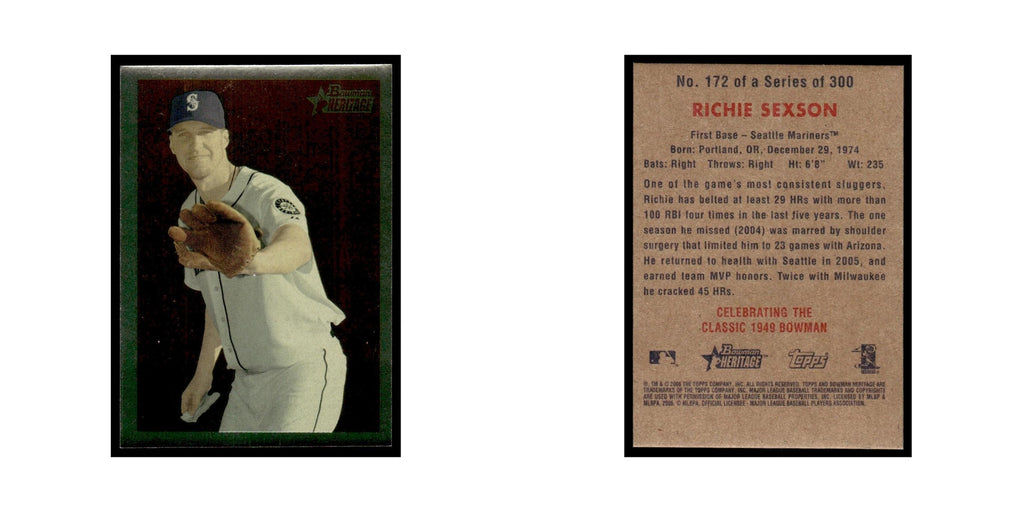 Richie Sexson 2006 Bowman Heritage Foil #172 Seattle Mariners Baseball Card NM