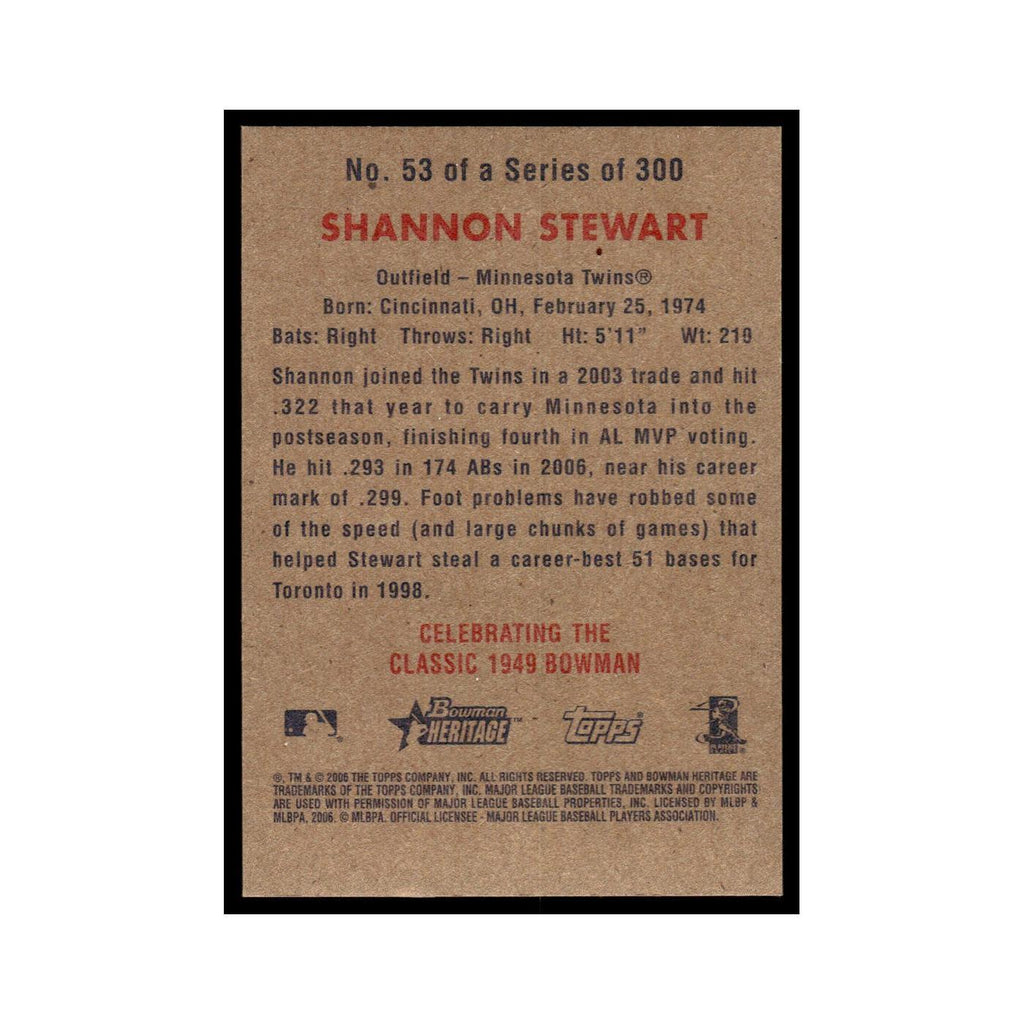 Shannon Stewart 2006 Bowman Heritage Foil #53 Minnesota Twins Baseball Card NM
