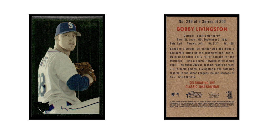 Bobby Livingston 2006 Bowman Heritage Foil #249 Seattle Mariners NM