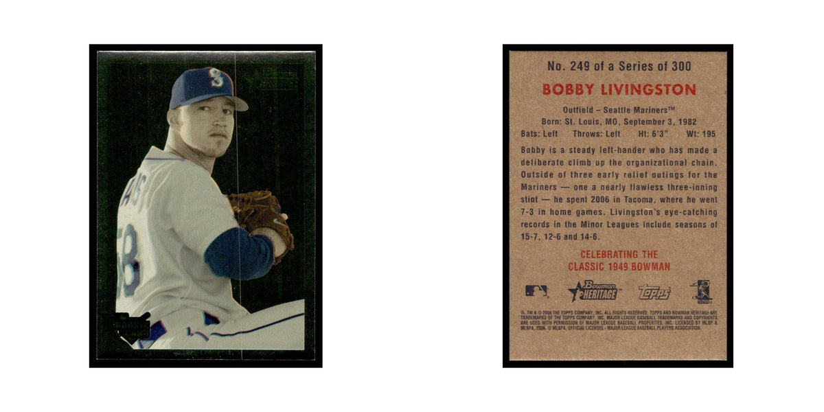 Bobby Livingston 2006 Bowman Heritage Foil #249 Seattle Mariners NM