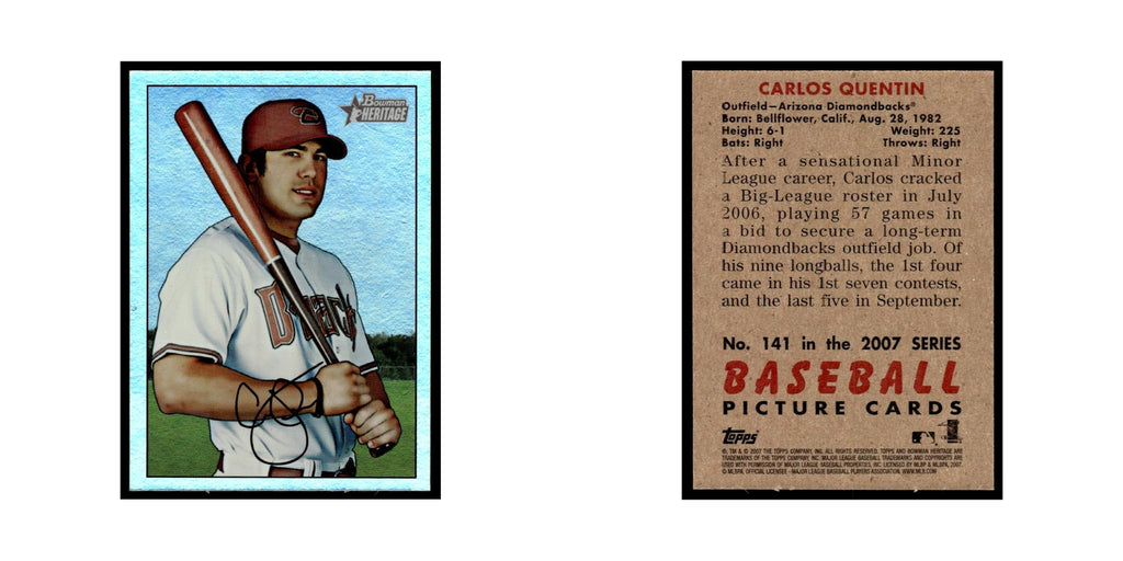 Carlos Quentin 2007 Bowman Heritage Foil #141 Arizona Diamondbacks NM