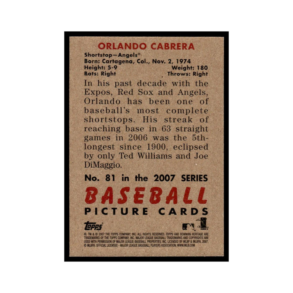 Orlando Cabrera 2007 Bowman Heritage Foil #81 Los Angeles Angels NM
