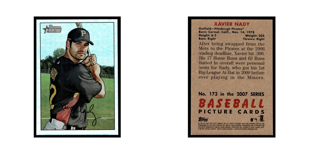 Xavier Nady 2007 Bowman Heritage Foil #173 Pittsburgh Pirates Baseball Card NM
