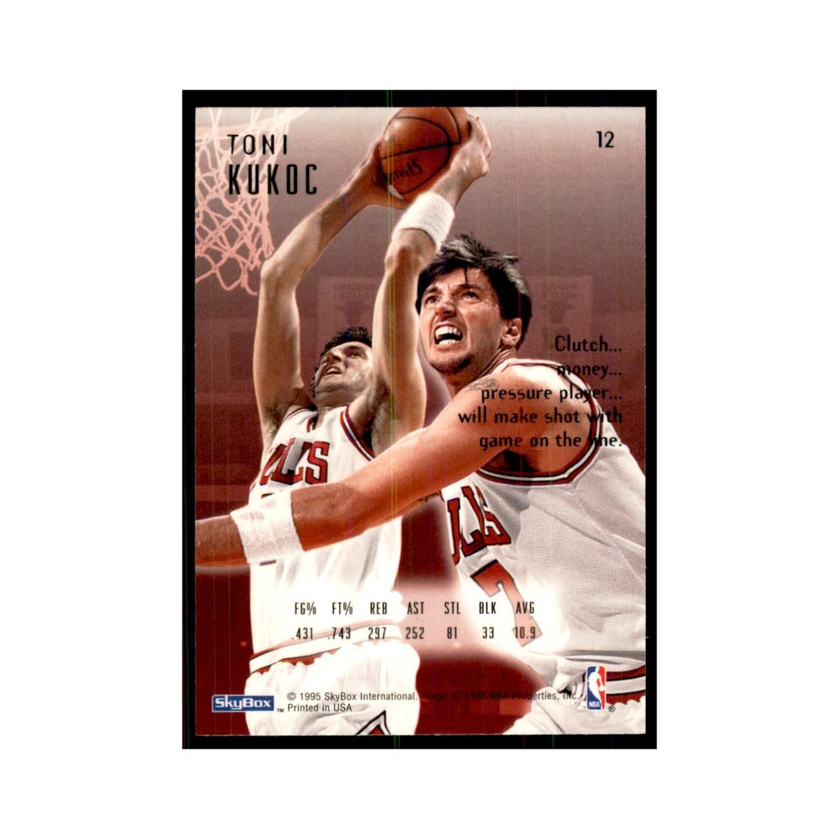 1994 SkyBox E-Motion Toni Kukoc Bulls #12