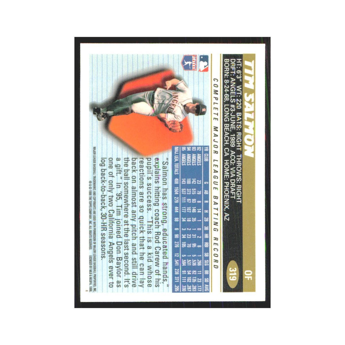 1996 Topps Tim Salmon Angels #319