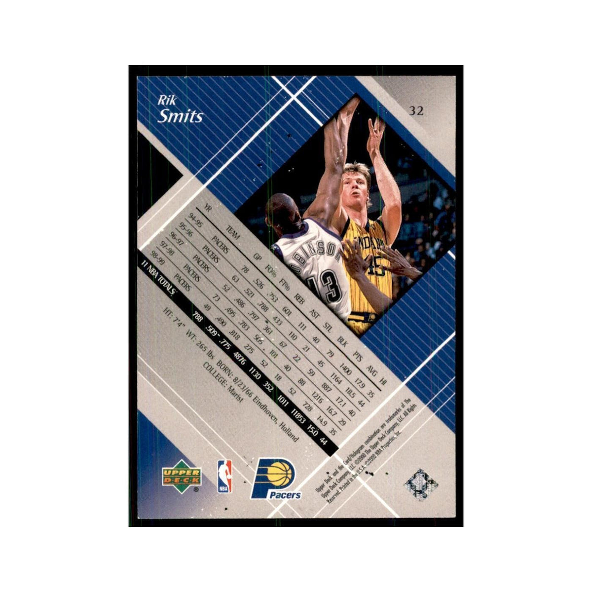 1999 Upper Deck Black Diamond Rik Smits Pacers #32