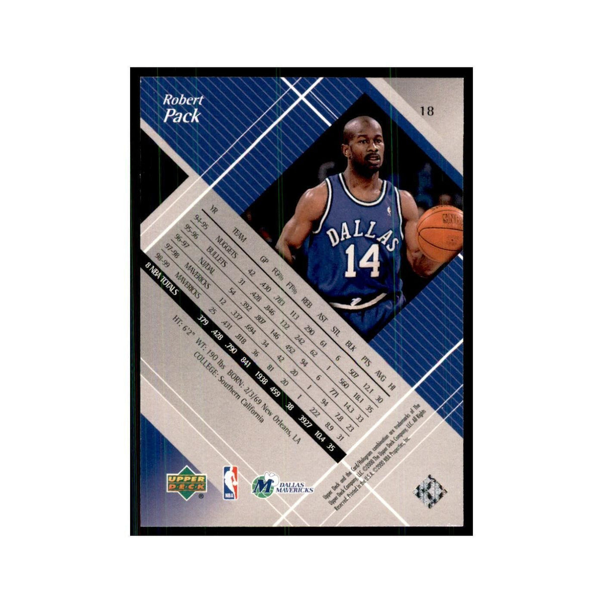 1999 Upper Deck Black Diamond Robert Pack Mavericks #18