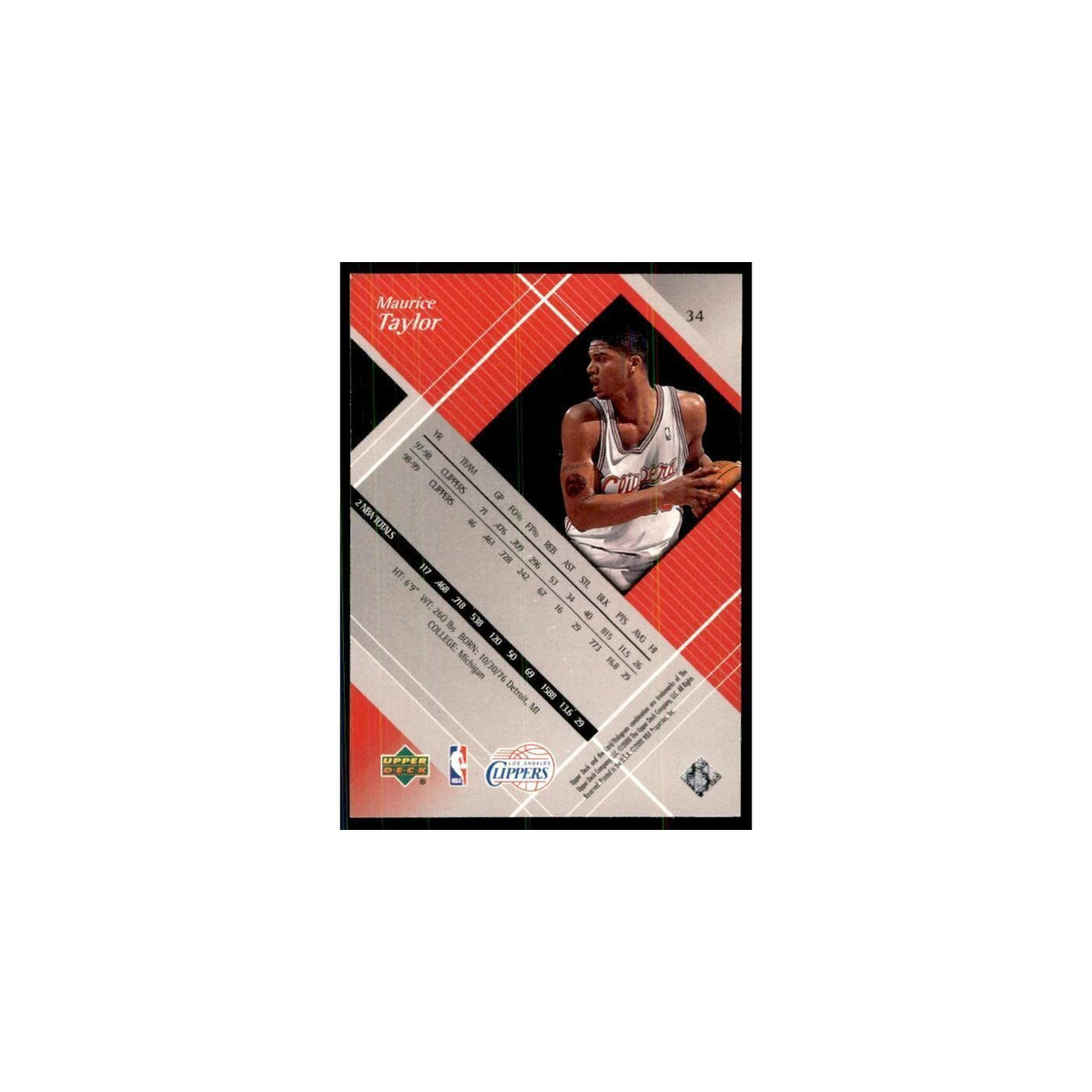 1999 Upper Deck Black Diamond Maurice Taylor Clippers #34