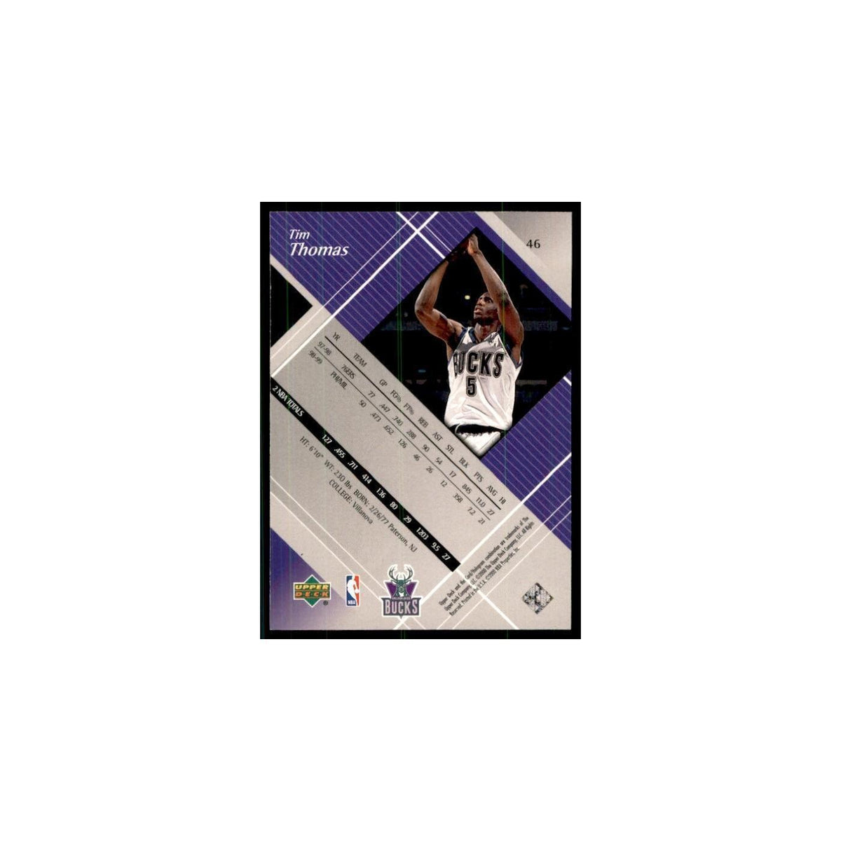 1999 Upper Deck Black Diamond Tim Thomas Bucks #46