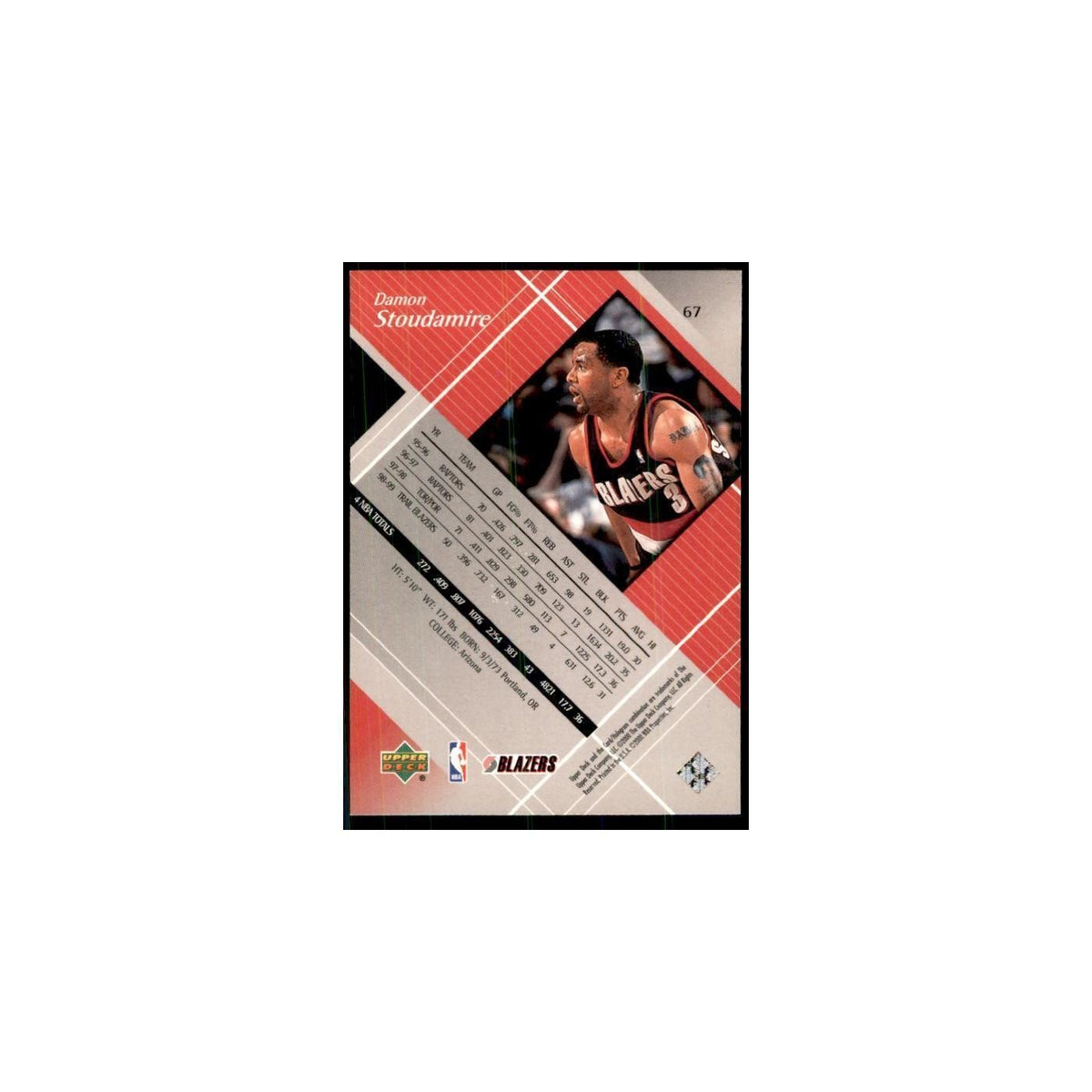 1999 Upper Deck Black Diamond Damon Stoudamire Blazers #67