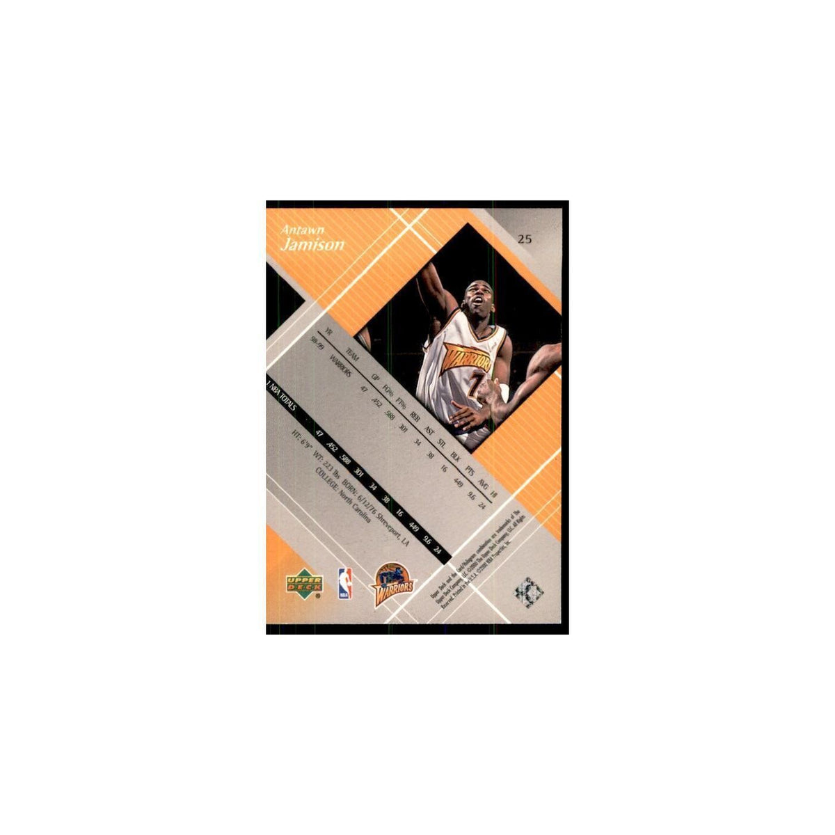 1999 Upper Deck Black Diamond Antawn Jamison Golden State Warriors #25