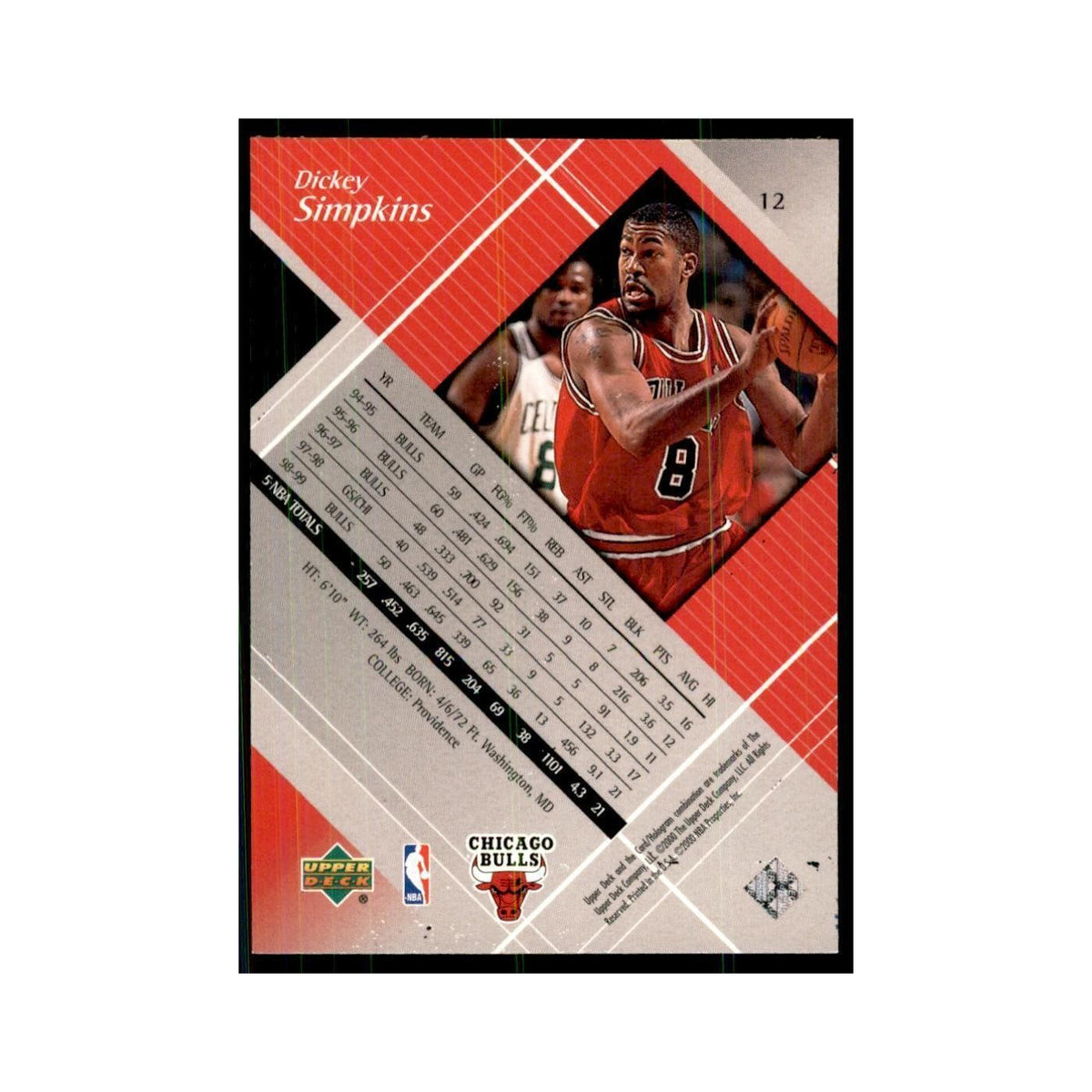 1999 Upper Deck Black Diamond Dickey Simpkins Bulls #12