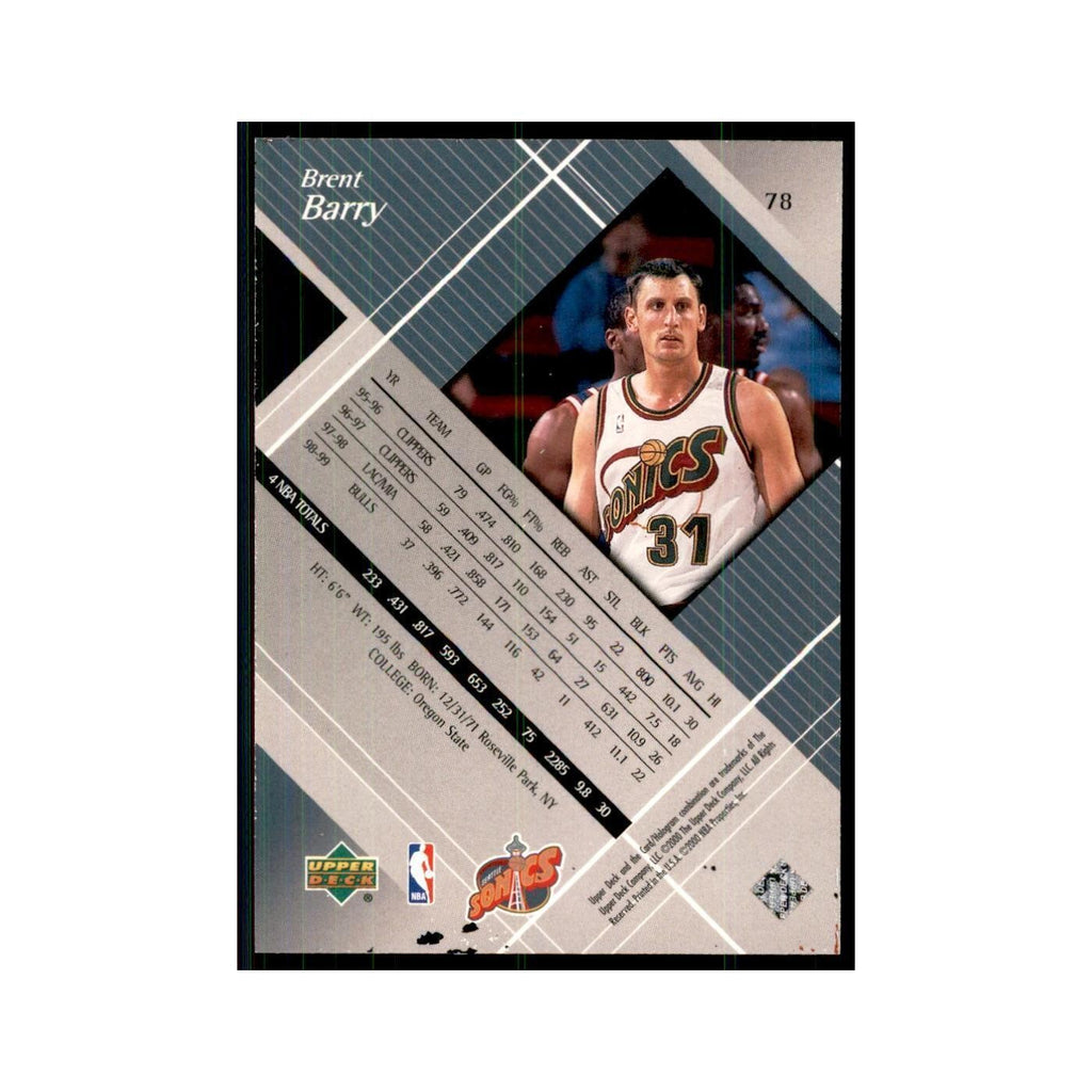 1999 Upper Deck Black Diamond Brent Barry Seattle SuperSonics #78