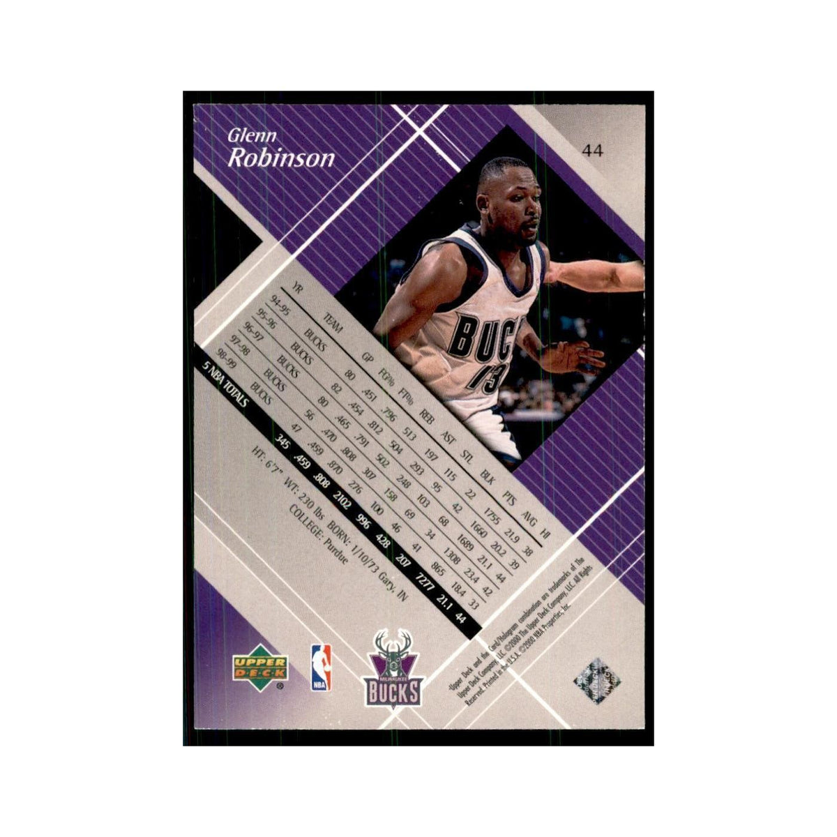 1999 Upper Deck Black Diamond Glenn Robinson Bucks #44
