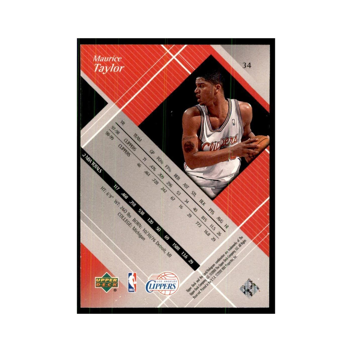1999 Upper Deck Black Diamond Maurice Taylor Clippers #34