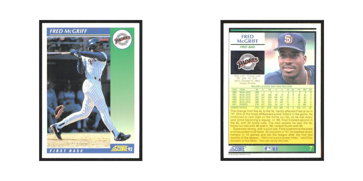 1992 Score Fred McGriff Padres #7