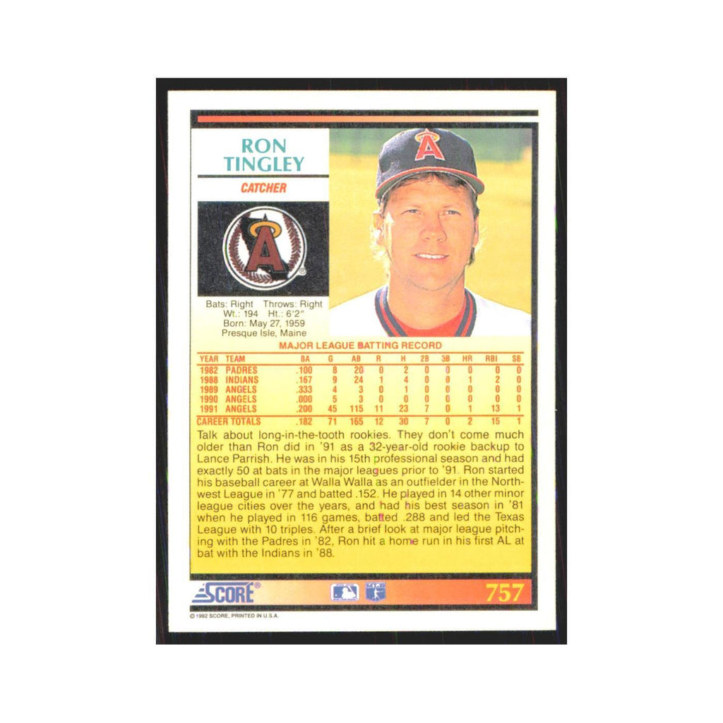 1992 Score Ron Tingley RC Angels #757