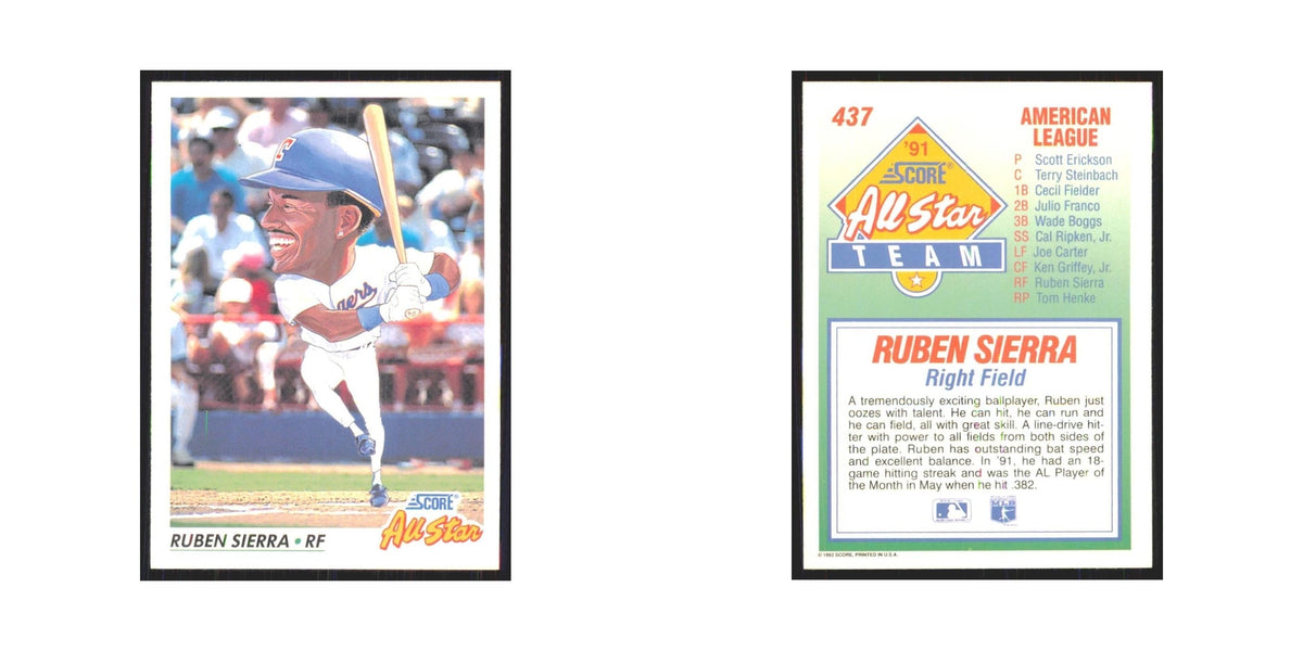1992 Score Ruben Sierra Rangers #437