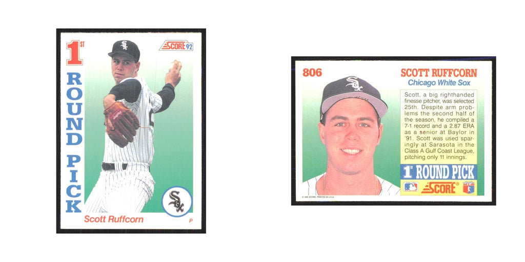 1992 Score Scott Ruffcorn White Sox #806