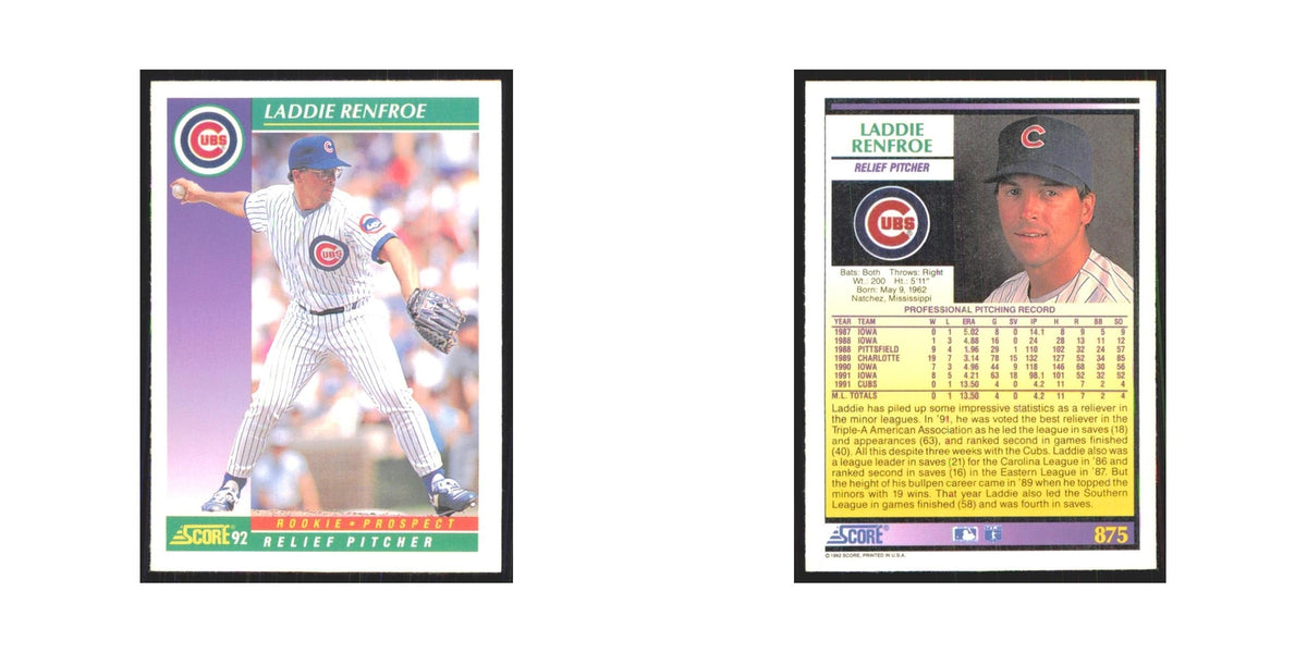 1992 Score Laddie Renfroe RC Cubs #875