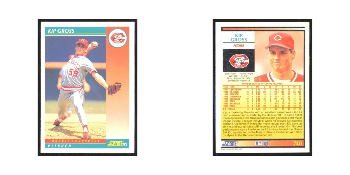 1992 Score Kip Gross RC Reds #740