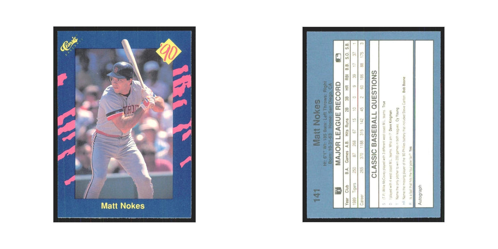 1990 Classic Matt Nokes Tigers #141