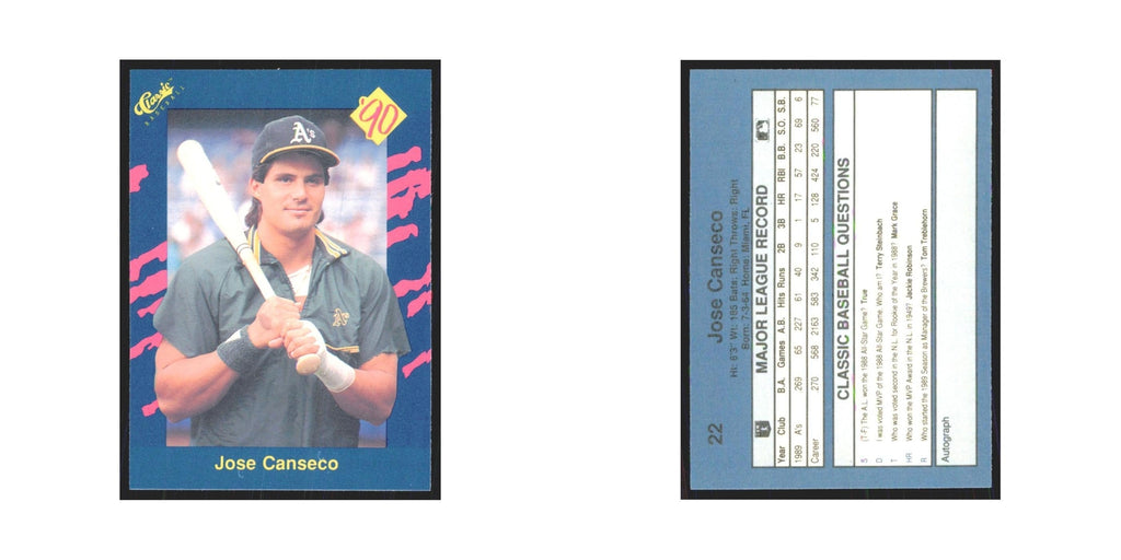 1990 Classic Jose Canseco Athletics #22