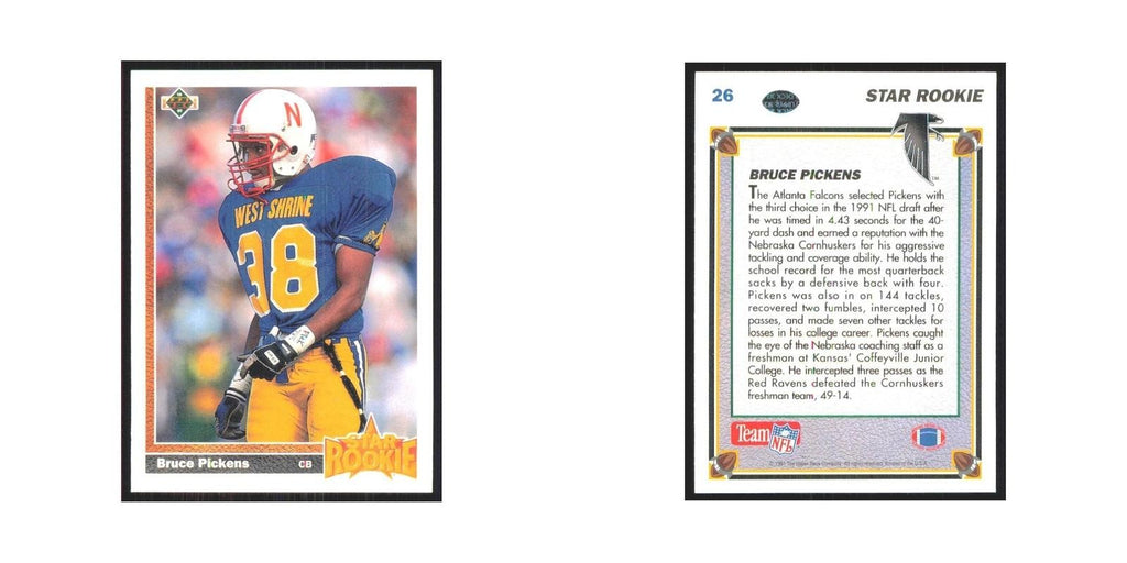 1991 Upper Deck Bruce Pickens RC Falcons #26