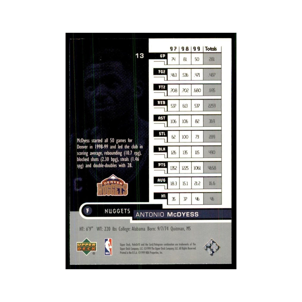 1999 Upper Deck HoloGrFX Antonio McDyess Nuggets #13