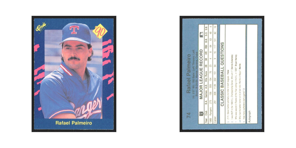 1990 Classic Rafael Palmeiro Rangers #74