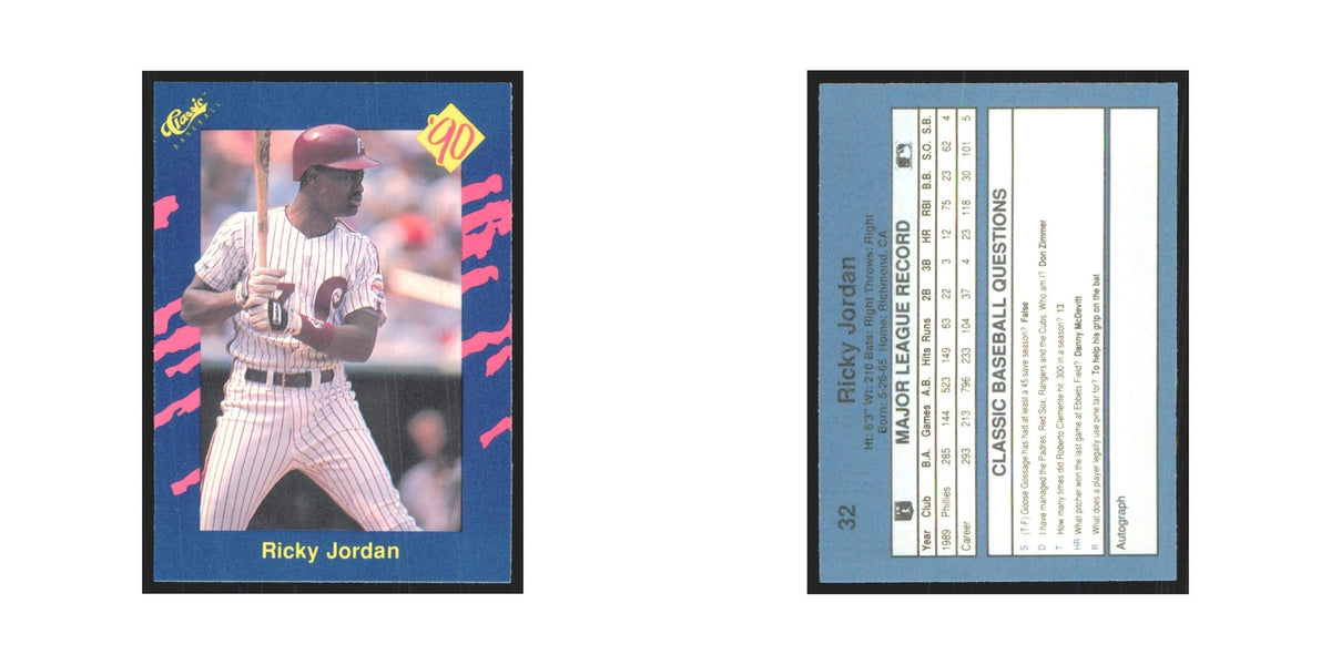 1990 Classic Ricky Jordan Phillies #32