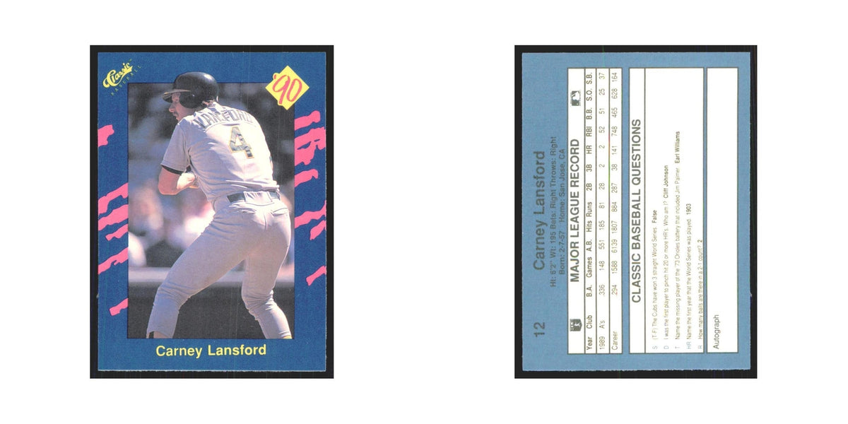 1990 Classic Carney Lansford Athletics #12
