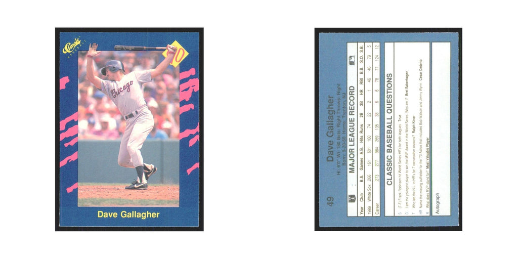 1990 Classic Dave Gallagher White Sox #49