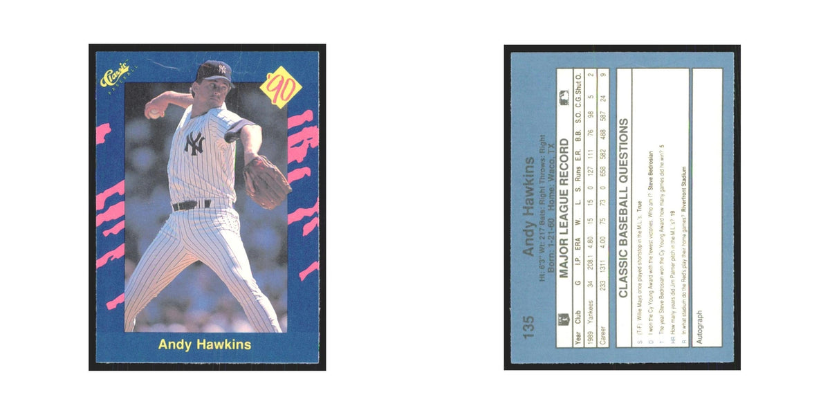 1990 Classic Andy Hawkins Yankees #135