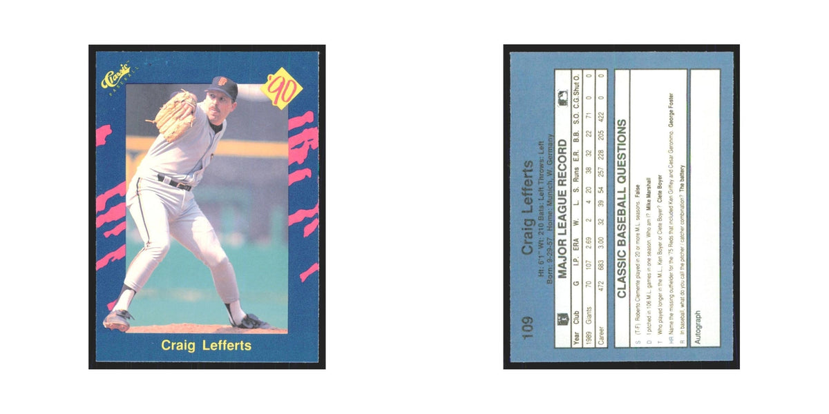 1990 Classic Craig Lefferts Giants #109