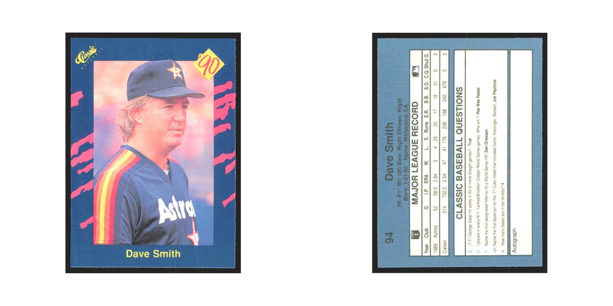 1990 Classic Dave Smith Astros #94
