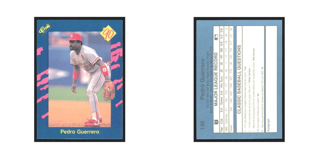 1990 Classic Pedro Guerrero Cardinals #146