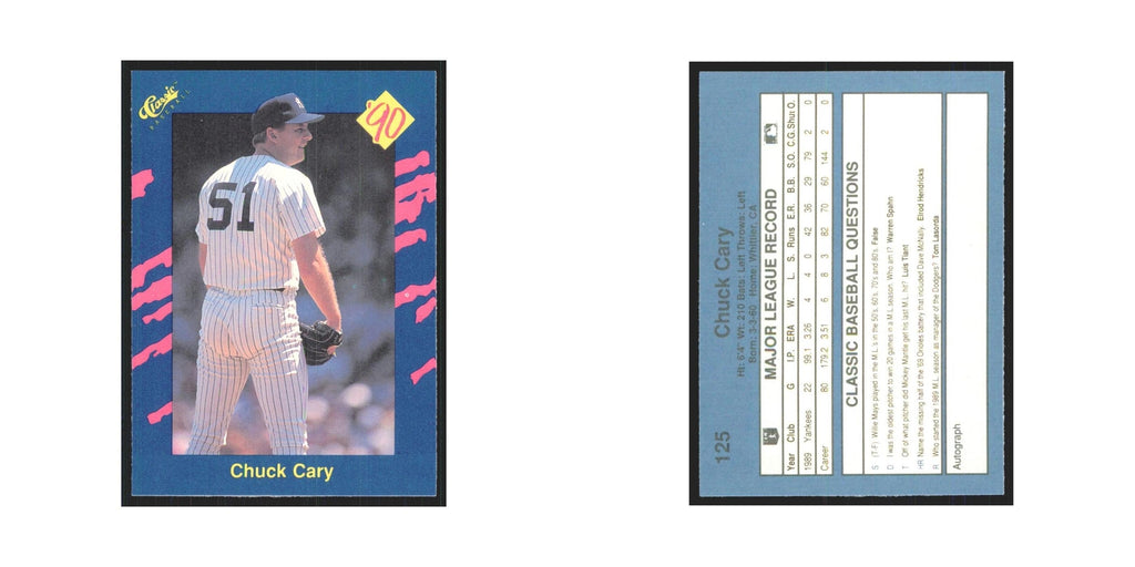 1990 Classic Chuck Cary Yankees #125