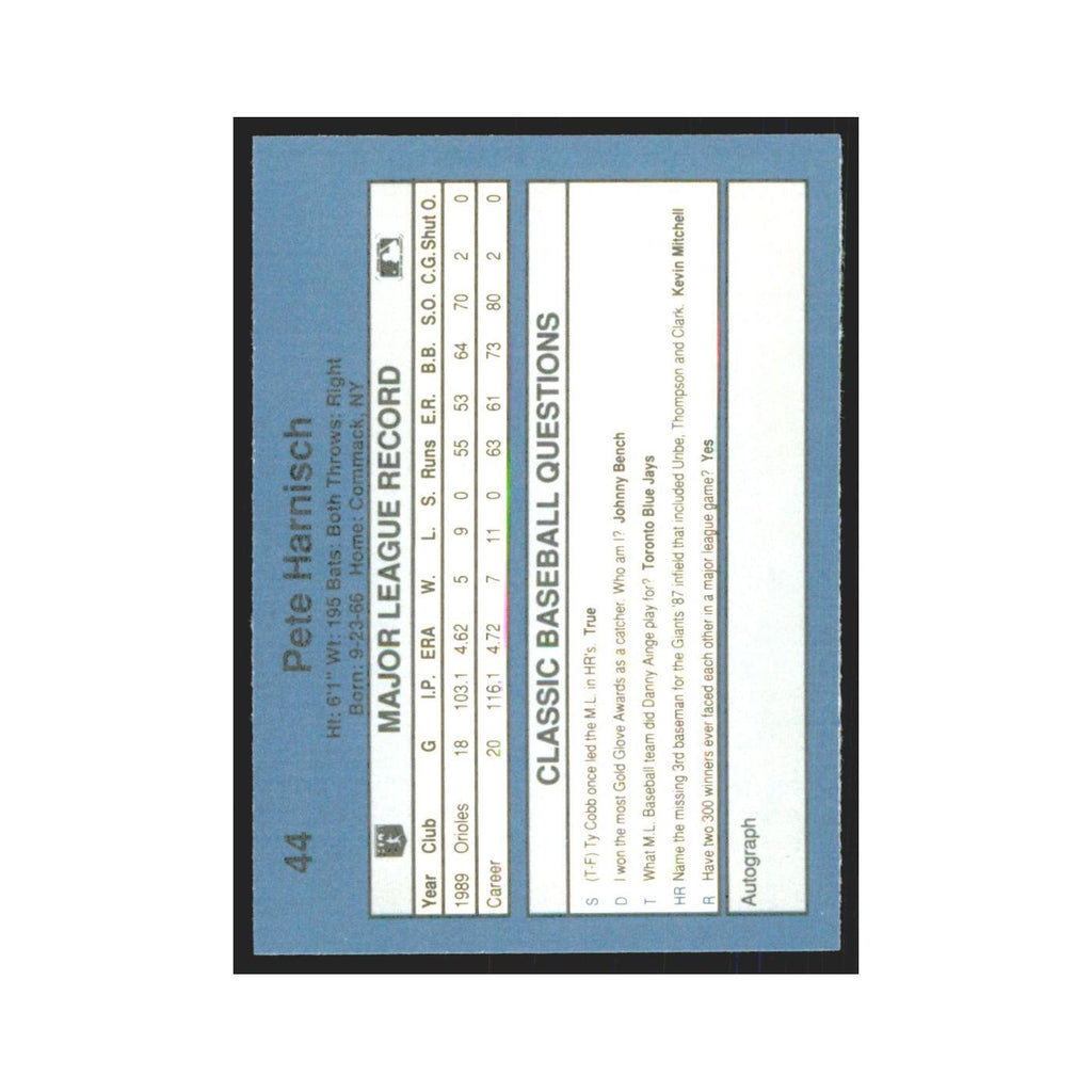 1990 Classic Pete Harnisch Orioles #44