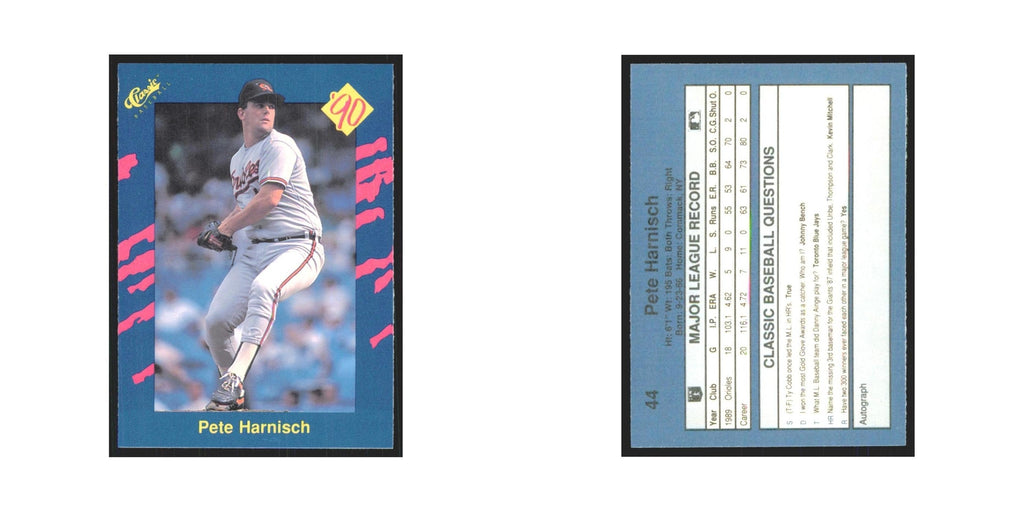 1990 Classic Pete Harnisch Orioles #44