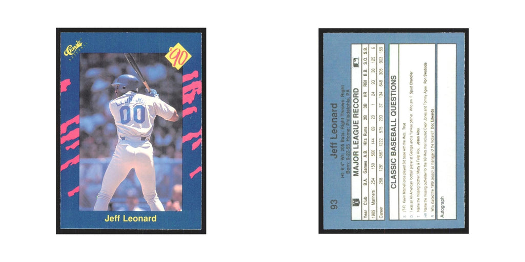 1990 Classic Jeff Leonard Mariners #93