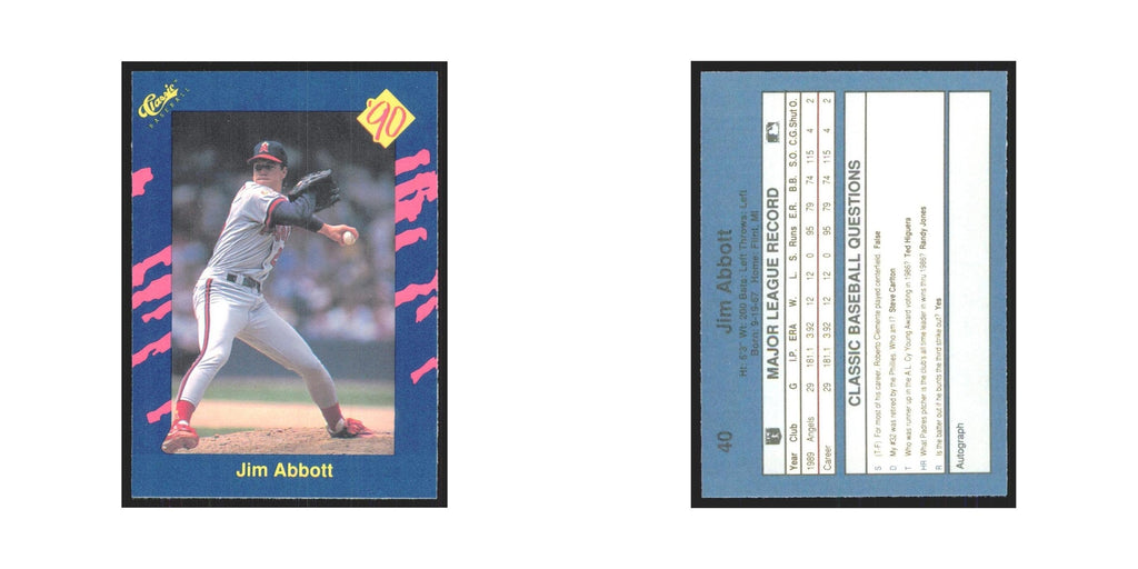 1990 Classic Jim Abbott Angels #40