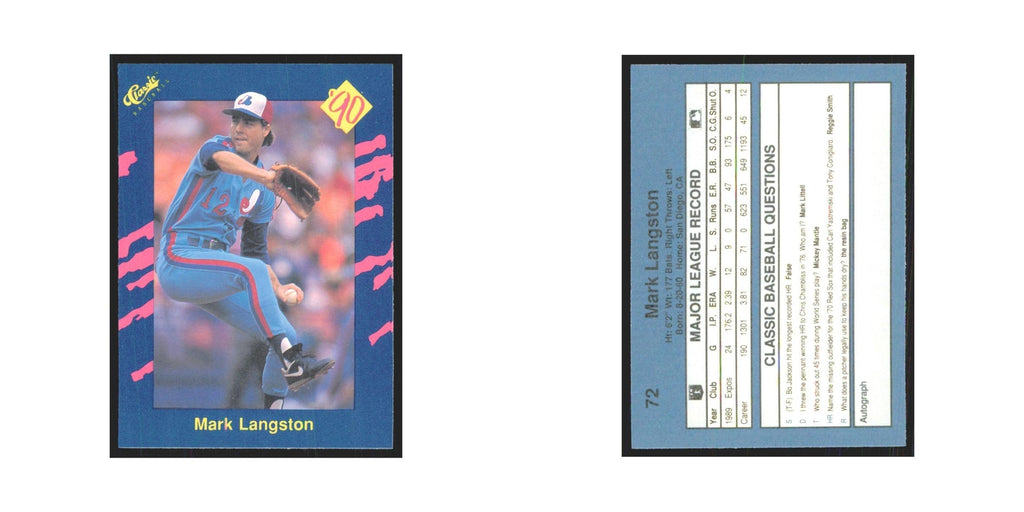 1990 Classic Mark Langston Montreal Expos #72