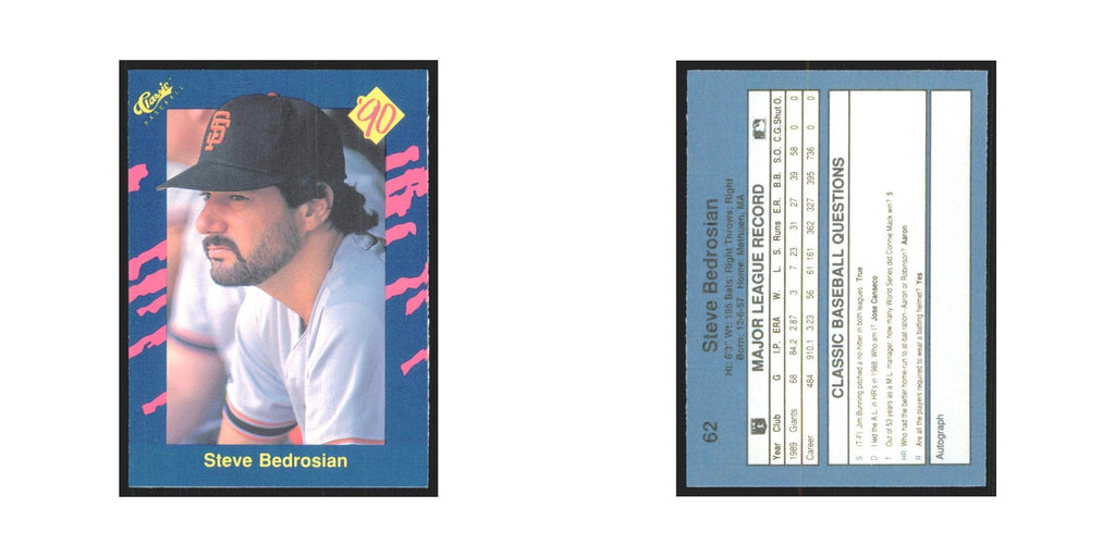 1990 Classic Steve Bedrosian Giants #62